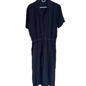James Perse Womens Jumpsuit Size Medium Black Cropped Wide Leg Drawstring